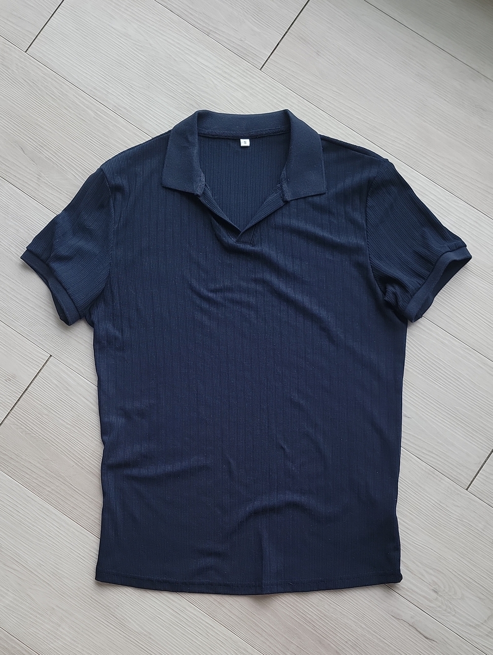 Men's Navy Ribbed Polo Shirt